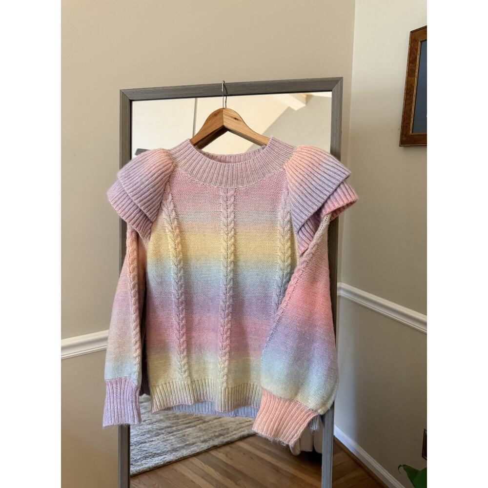 THML Women's Thick Knit Pastel Watercolor Sweater Large - Picture 3 of 6